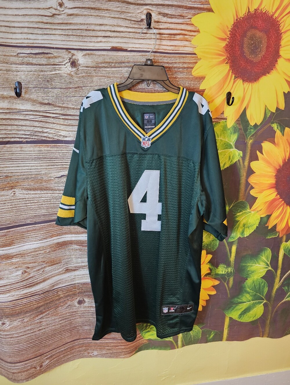 NFL Green #4 Football Jersey with Yellow and White Trim